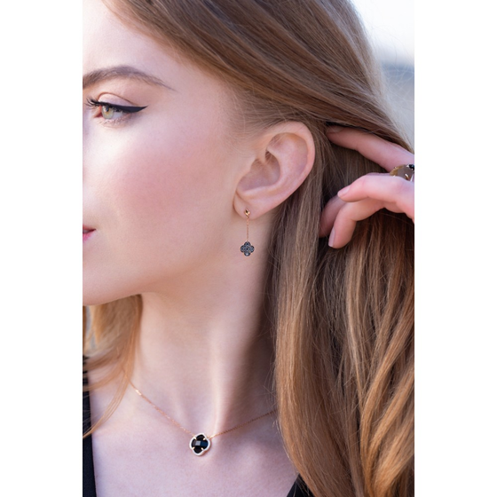 Earrings Set With Black Diamonds In Rose Gold