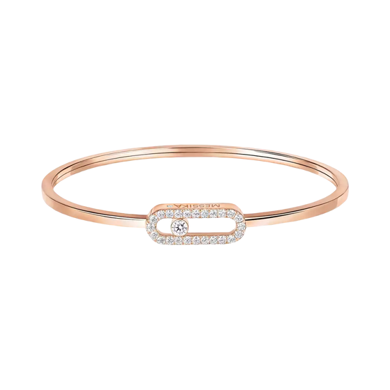 Move Uno Pavé Flex Bangle MM Pink Gold Diamond Bracelet