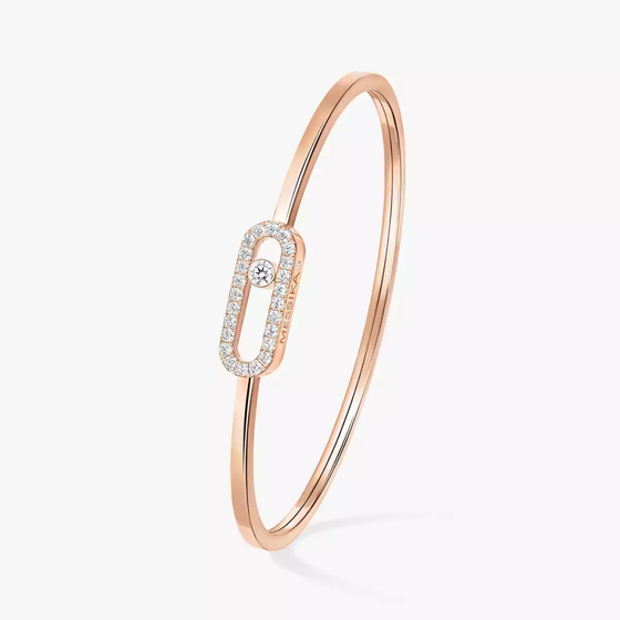 Move Uno Pavé Flex Bangle MM Pink Gold Diamond Bracelet