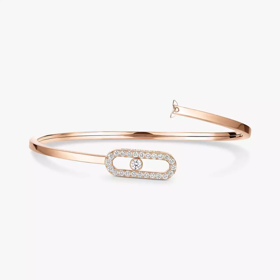 Move Uno Pavé Flex Bangle MM Pink Gold Diamond Bracelet