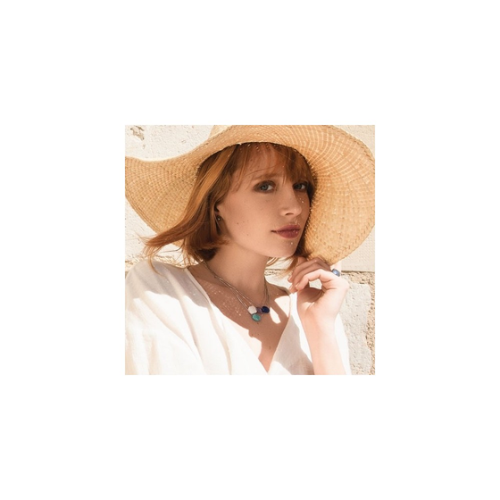 Necklace, White Agate, Yellow Gold