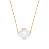 White Agate Clover Yellow Gold Necklace