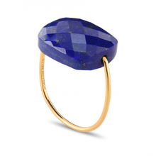  Lapis Lazuli Cushion Oversize Yellow Gold Ring