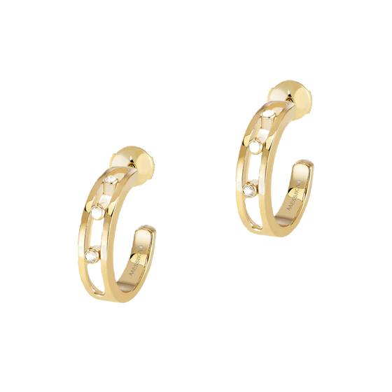 Yellow Gold Diamond Earrings Move Hoop