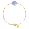 Blue Lace Agate Cushion Yellow Gold Bracelet