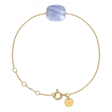  Bracelet, Blue Lace Agate, Yellow Gold