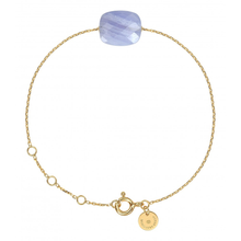  Blue Lace Agate Cushion Yellow Gold Bracelet
