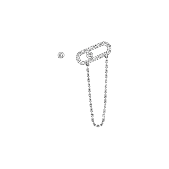 Move Uno Chain and Stud earrings White Gold Diamond Earrings