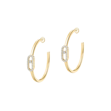 Move Uno Small Hoop Earrings Yellow Gold Diamond Earrings