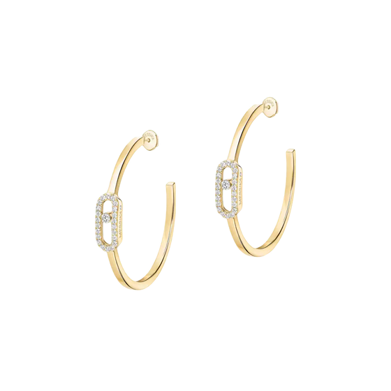 Move Uno Small Hoop Earrings Yellow Gold Diamond Earrings