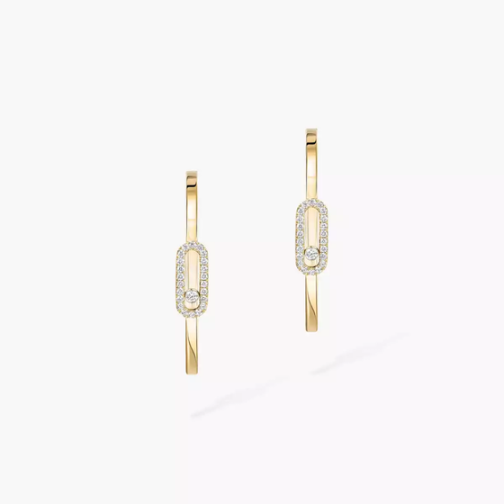Move Uno Small Hoop Earrings Yellow Gold Diamond Earrings