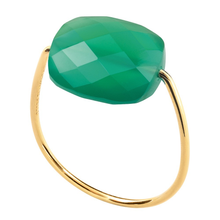  Green Agate Cushion Yellow Gold Ring