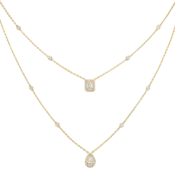 My Twin 2 Rows Yellow Gold Diamond Necklace