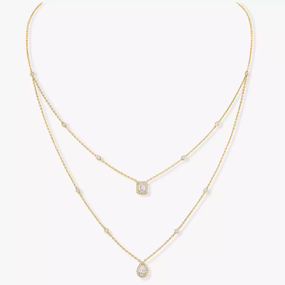 My Twin 2 Rows Yellow Gold Diamond Necklace