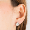 Puces D'oreilles, Nacre Blanche, Diamants, Or Blanc