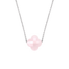 Powdery Pink Quartz Clover White Gold Necklace
