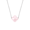 Collier, Quartz Rose Poudre, Or Blanc