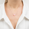 Collier, Quartz Rose Poudre, Or Blanc