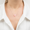 Collier, Quartz Rose Poudre, Or Blanc