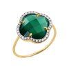 Ring, Green Agate, Diamonds, Yellow Gold
