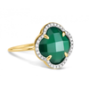 Ring, Green Agate, Diamonds, Yellow Gold