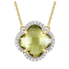 Collier, Quartz Olive, Diamants, Or Jaune