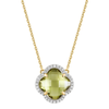Collier, Quartz Olive, Diamants, Or Jaune