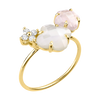 Ring, Pink Quartz, Mother Of Pearl, Diamonds, Yellow Gold