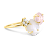 Ring, Pink Quartz, Mother Of Pearl, Diamonds, Yellow Gold