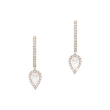  Pink Gold Diamond Earrings Joy Hoop Earrings Pear Diamond 2x0.10ct