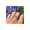 Blue Lace Agate Cushion And Blue Sapphires White Gold Aurore Ring