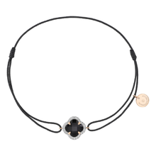  Bracelet, Onyx, Diamonds, Grey Cord, Rose Gold
