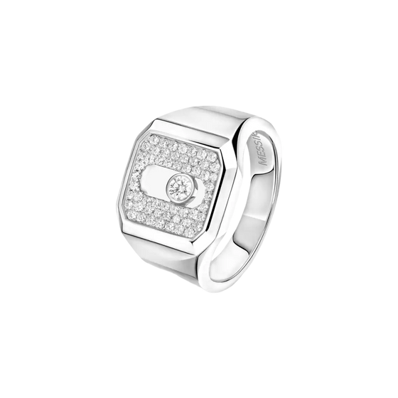 Move Joaillerie Pavé Signet Ring White Gold Diamond Ring