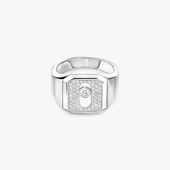 Move Joaillerie Pavé Signet Ring White Gold Diamond Ring