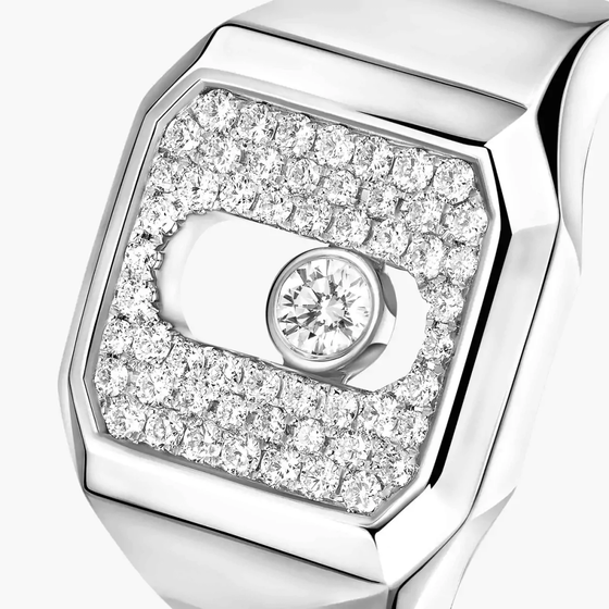 Move Joaillerie Pavé Signet Ring White Gold Diamond Ring