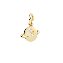  Yellow Gold & White Diamond Planet Charm