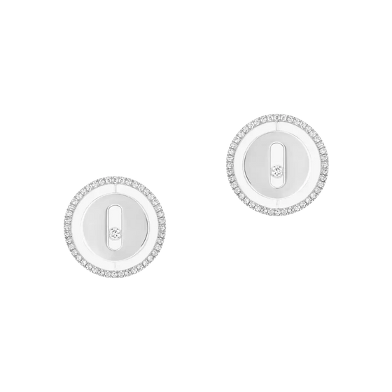 Puces Lucky Move Boucles d'oreilles Diamant Or Blanc