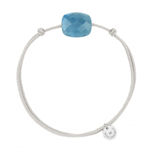  Bracelet, Blue Quartz, Mouse Grey Cord