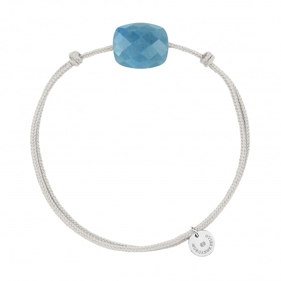 Bracelet, Quartz Bleu, Cordon Gris Souris