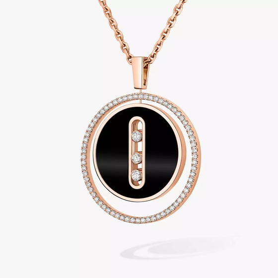 Lucky Move MM Onyx Pink Gold Pink Gold Diamond Necklace