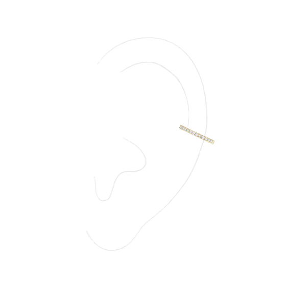 Gatsby Mono Clip Middle Yellow Gold Diamond Earrings