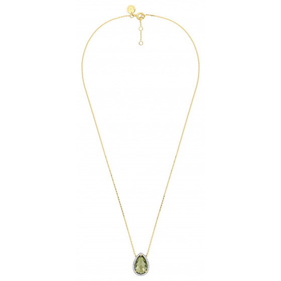 Olive Quartz And Diamonds Yellow Gold Alma Necklace