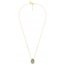  Necklace, Olive Quartz, Diamonds, Yellow Gold