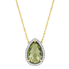 Necklace, Olive Quartz, Diamonds, Yellow Gold