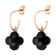  Onyx Small Clover Pink Gold Earrings