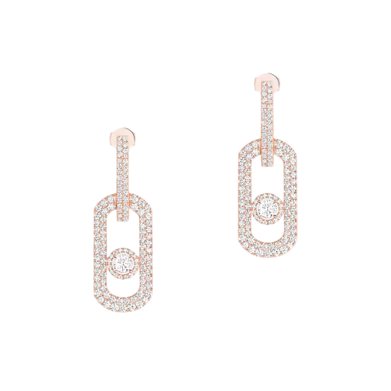 So Move XL Diamond Pavé Pendant Earrings Pink Gold Diamond Earrings