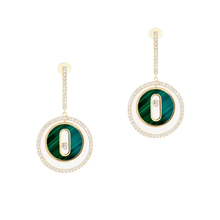  Lucky Move SM Malachite Yellow Gold Diamond Earrings