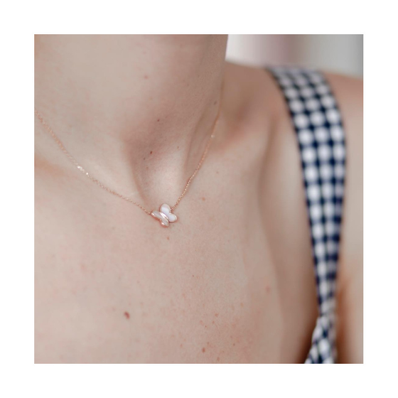 Pink Mother Of Pearl Rose Gold Necklace