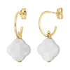 Earrings, White Agate, Yellow Gold