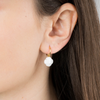 Earrings, White Agate, Yellow Gold